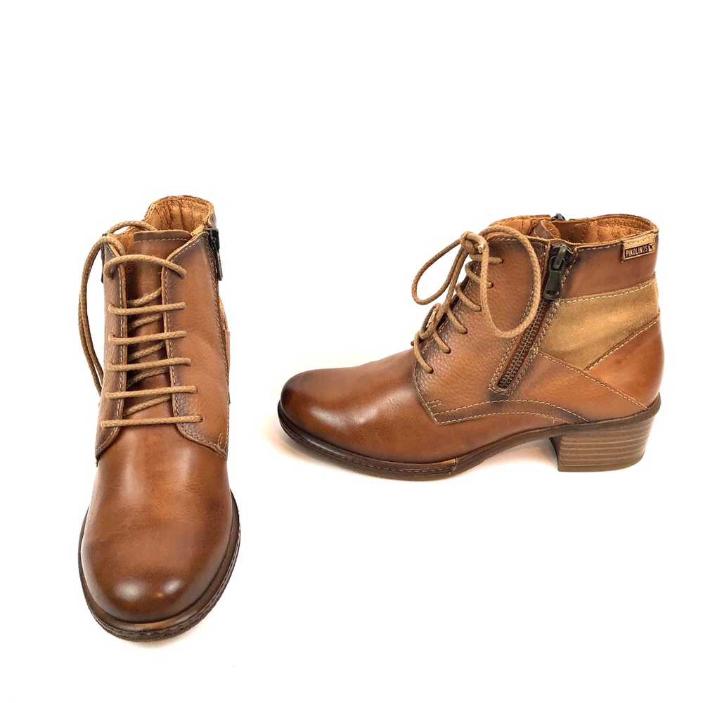 SOLD.        PIKOLINOS Zaragoza W9H-876 Leather Ankle Bootie - Brandy - Picture 3 of 13